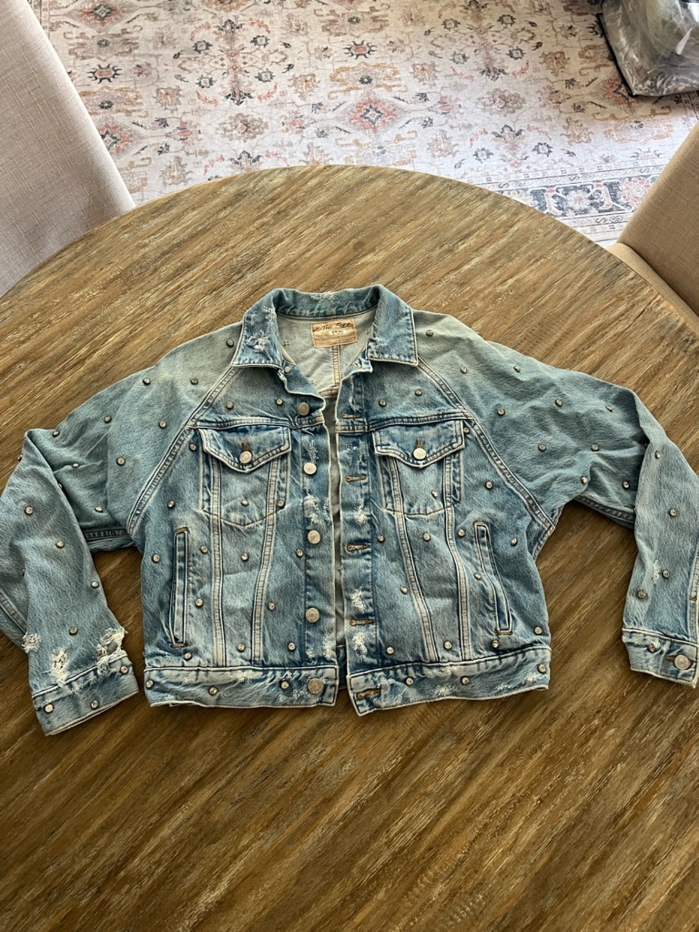 FP Rhinestone Denim Jacket - S